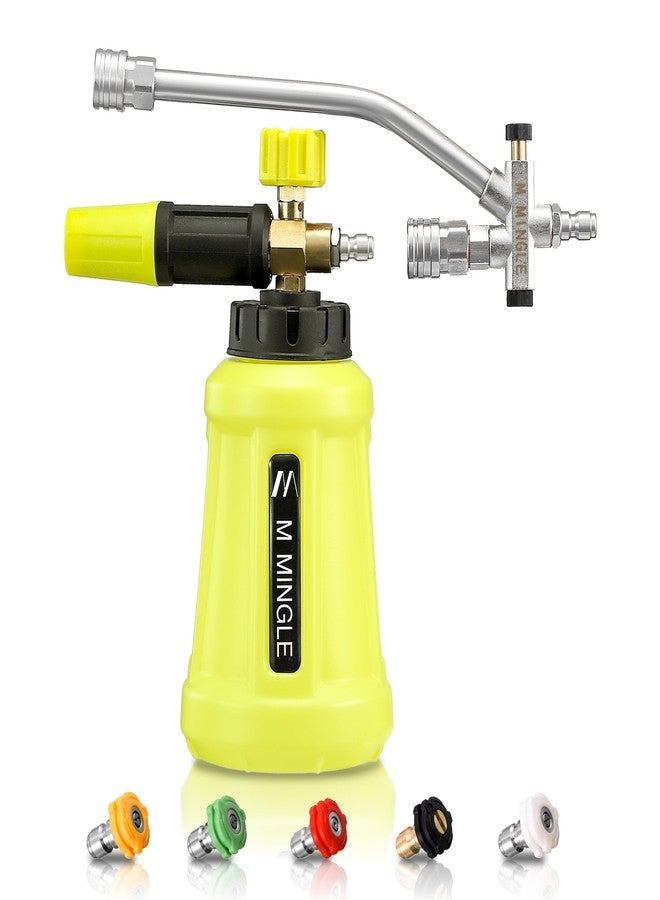 M MINGLE Foam Cannon for Pressure Washer with Dual Connector Accessory, Power Washer Soap Cannon with Double Tip Attachment, 5 Pressure Washer Sprayer Nozzles, 1/4" Quick Connect - Image 1