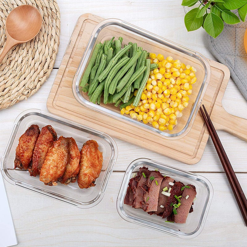 UMEIED 10 Pack Glass Food Storage Containers with Lids Leakproof  Airtight Glass Meal Prep Containers For Lunch  On The Go  Leftover  Dishwasher Safe - Image 5