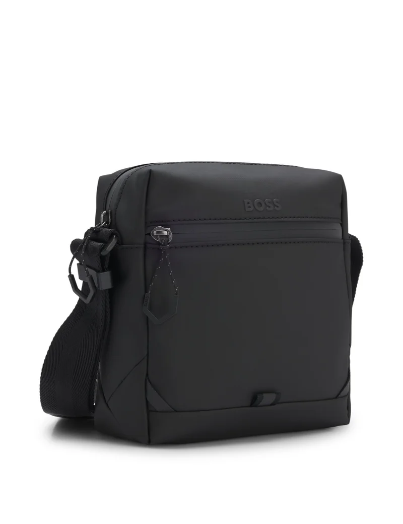 BOSS Faux-leather reporter bag with reflective details