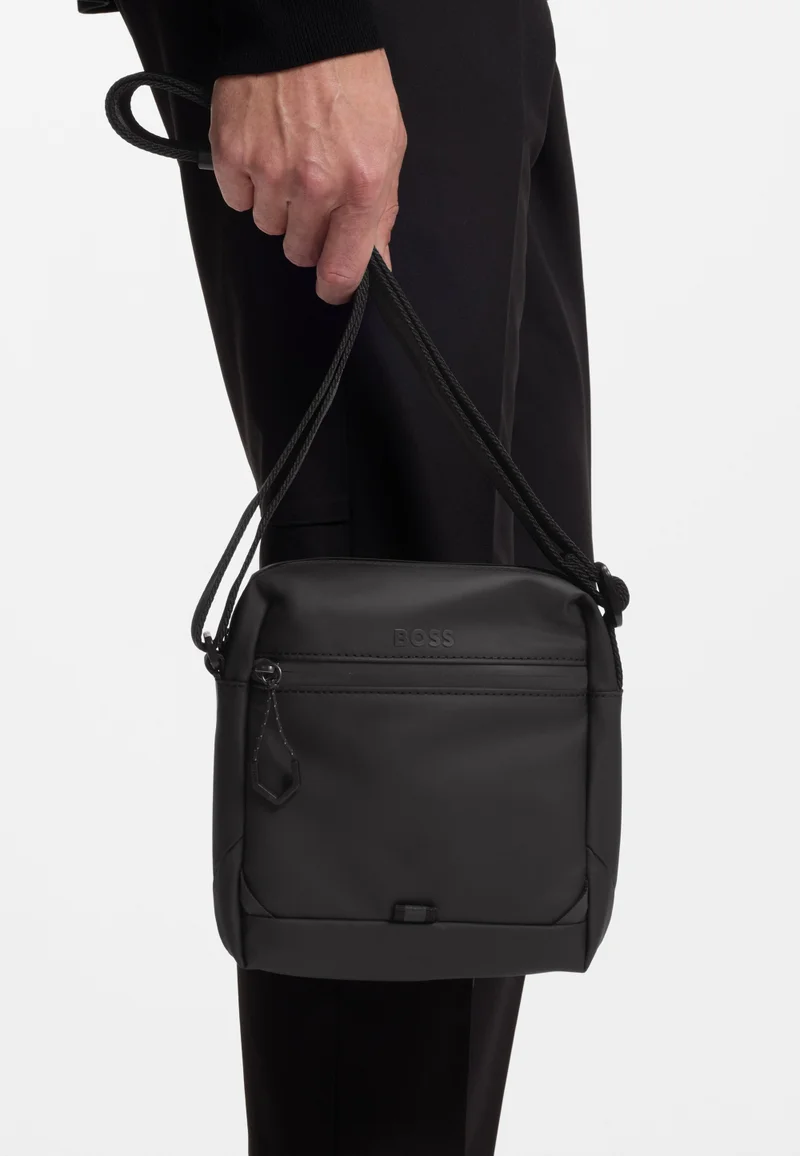 BOSS Black Faux-leather reporter bag with reflective details for Men | Best Price UAE