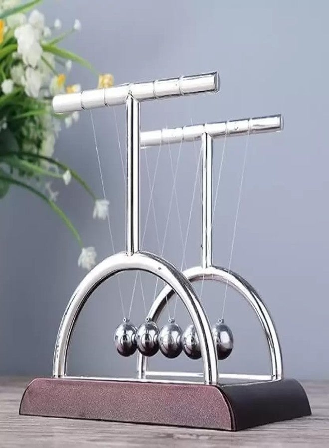 ZURITY Newton’s Cradle Pendulum Balance Balls, Perpetual Motion Desk Toy with Metal Collision Balls, Polished Base & Nylon Strings, Classic Physics Swing Decoration for Office, Home & Study Table - Image 2