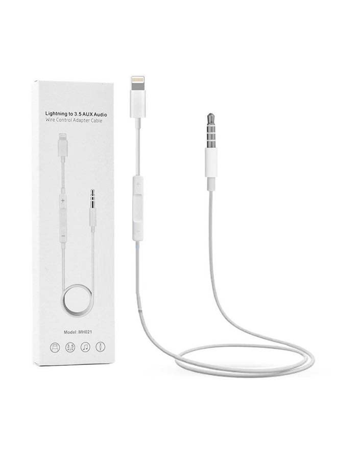 Captaintech Male To Lightning Stereo Audio Aux Cable For Apple iPhone X/XS Max/XR/1/8 Plus/8 White - Image 1