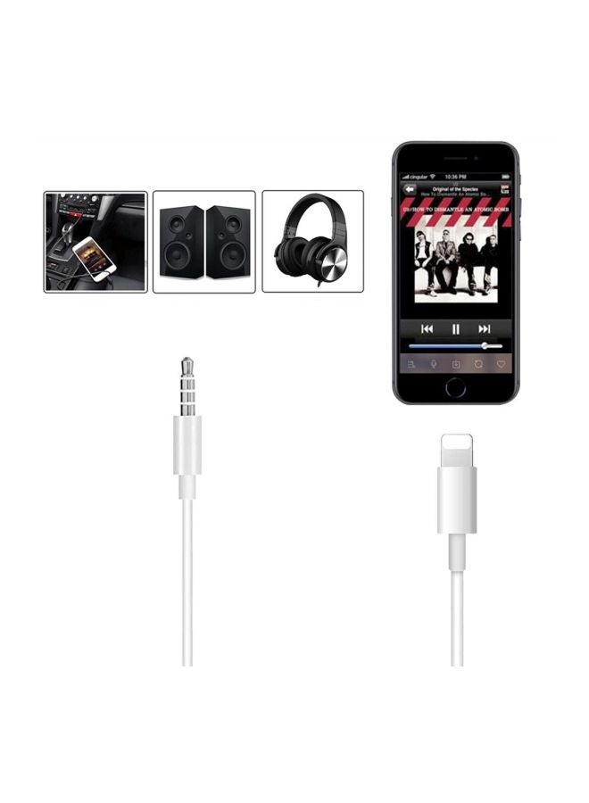 Captaintech Male To Lightning Stereo Audio Aux Cable For Apple iPhone X/XS Max/XR/1/8 Plus/8 White - Image 3