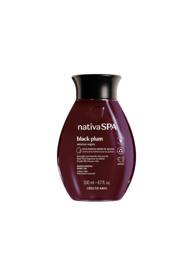 Nativa Spa ناتيفا سبا من أو بوتيكاريو، زيت الجسم بالبرقوق الأسود، مرطب معطر، غني بقطرات الكينوا المنقاة لتعزيز الترطيب، 200 مل - Image 1