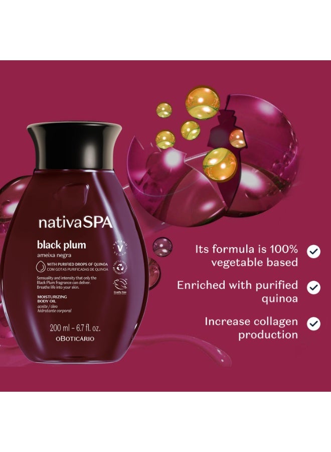 Nativa Spa ناتيفا سبا من أو بوتيكاريو، زيت الجسم بالبرقوق الأسود، مرطب معطر، غني بقطرات الكينوا المنقاة لتعزيز الترطيب، 200 مل - Image 4