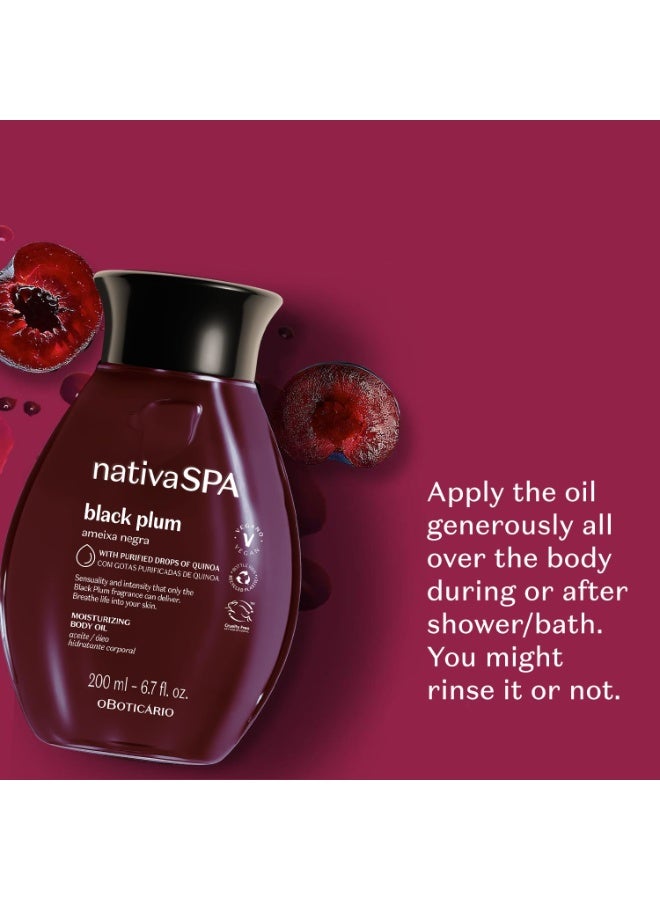 Nativa Spa ناتيفا سبا من أو بوتيكاريو، زيت الجسم بالبرقوق الأسود، مرطب معطر، غني بقطرات الكينوا المنقاة لتعزيز الترطيب، 200 مل - Image 3