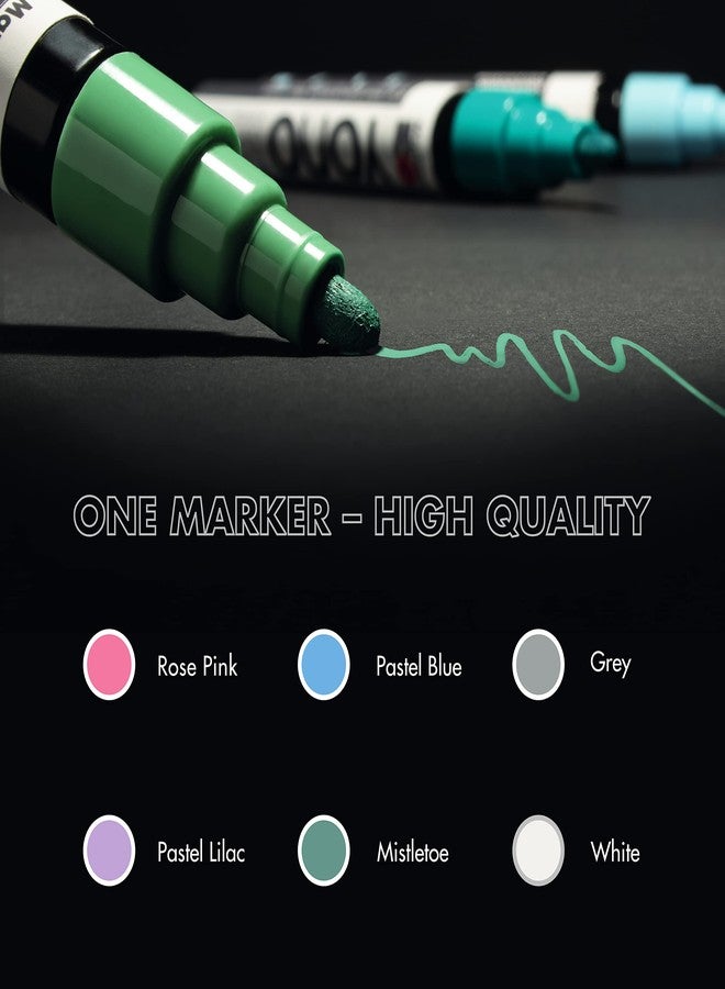 Marabu YONO Pastel Paint Markers - 6 Acrylic Paint Markers for Metal, Stone, Wood, Canvas, Glass, Ceramic, Plastic, Leather - Paint Pens for Rocks, Mugs, Graffiti, Tumbler Making, and Shoes - Image 2