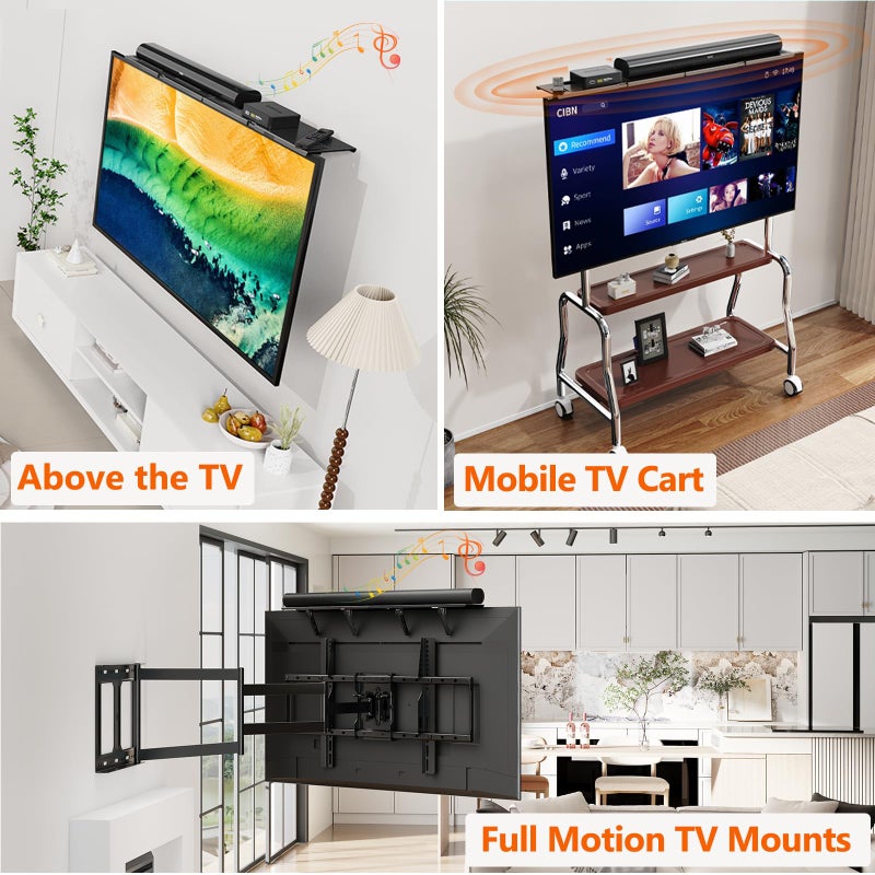 CUISIBOT Soundbar Mount, No Drilling Steel TV Top Shelf Fits Most of Sound Bars Up to 15 Lbs, Universal Sound Bar TV Mount Bracket, Sound Bar Stand Compatible with Samsung, Sony, LG,Bose, 33.8x4.7inch - Image 5