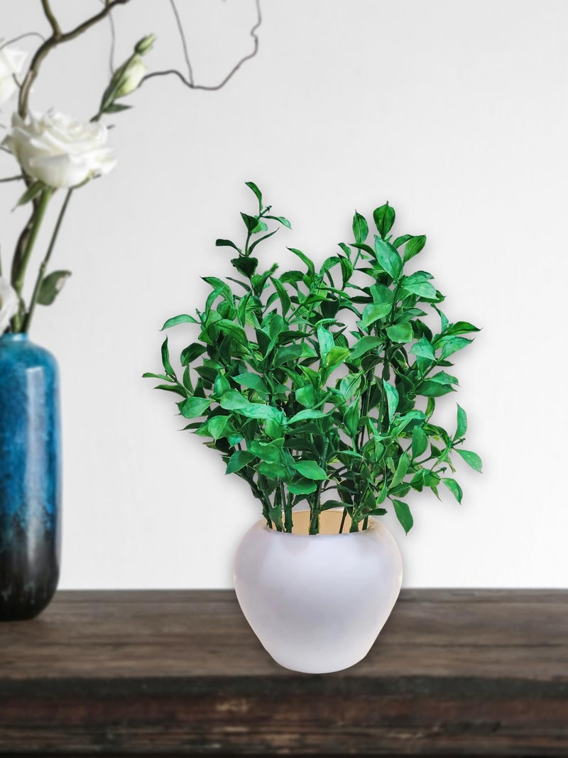 ARTSY® Artificial Plants with Pot for Home Decor, Leaves, Plants for Pot/vase, Home/Office Decor, Gift, Craft, Artificial Flowers with Pot, Combo, Pack of 1 Piece, 35 cm Height, Green Mix - Image 1