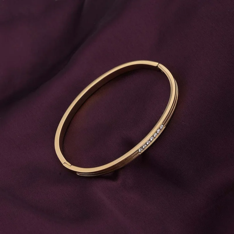 بالموناس PALMONAS 18k Gold Tone Plated Diamond Allure Bangle Bracelet
 for Women
