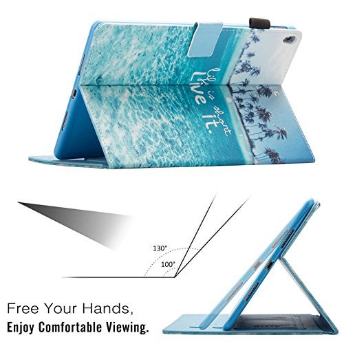 Dteck Case for Apple iPad Air (10.5") & iPad Pro (10.5"), Fold Stand Flip Case - Protective Leather Magnetic Cute Cover with Auto Sleep Wake & Card Holders (Blue Beach) - Image 4