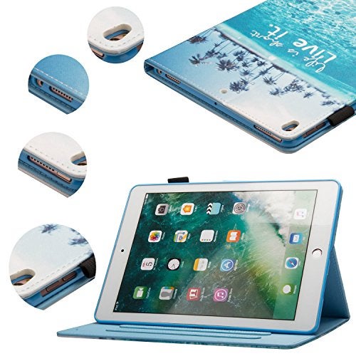 Dteck Case for Apple iPad Air (10.5") & iPad Pro (10.5"), Fold Stand Flip Case - Protective Leather Magnetic Cute Cover with Auto Sleep Wake & Card Holders (Blue Beach) - Image 5