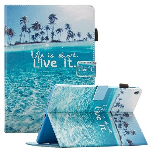 Dteck Case for Apple iPad Air (10.5") & iPad Pro (10.5"), Fold Stand Flip Case - Protective Leather Magnetic Cute Cover with Auto Sleep Wake & Card Holders (Blue Beach) - Image 1
