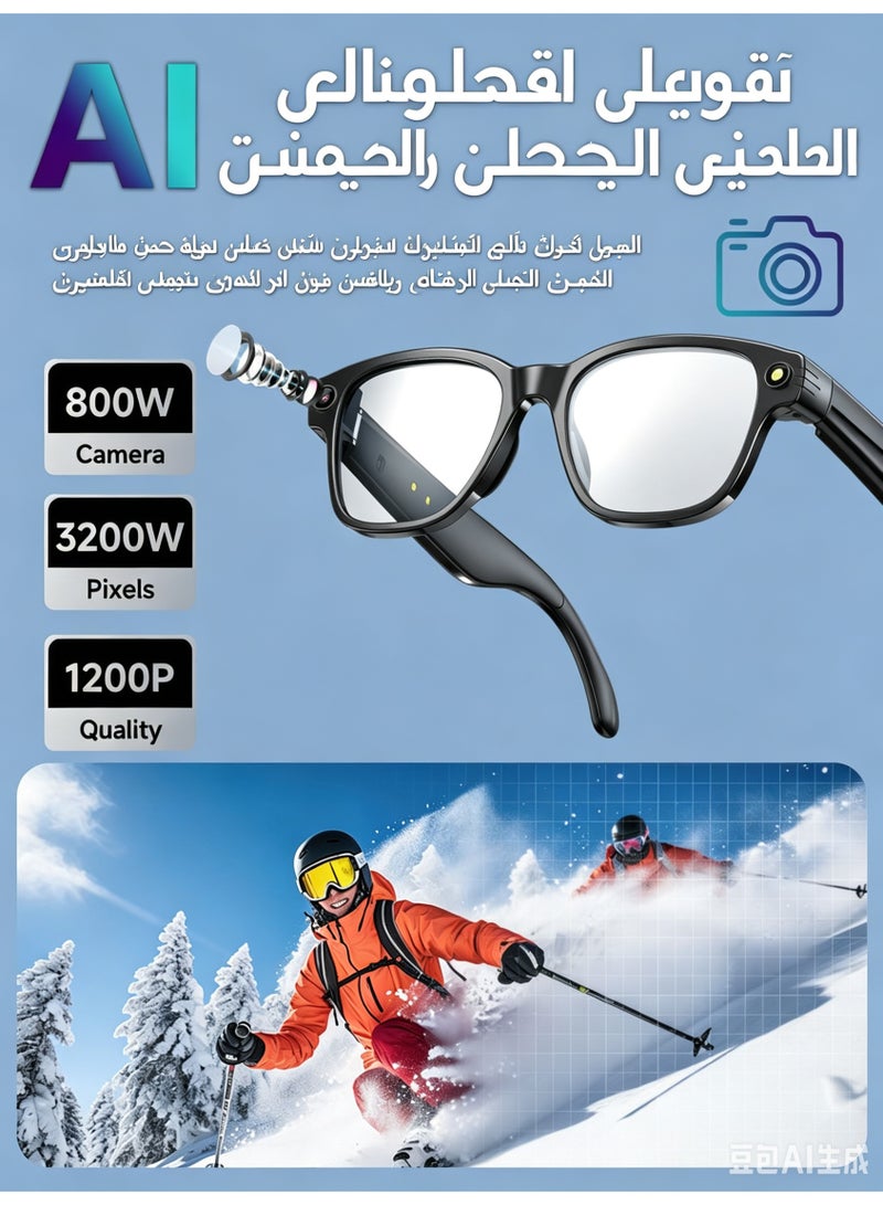 AI Camera Smart Glasses with Headphones, 8MP Anti-Shake 1200P Video Recording, Real-time Translation - Image 5