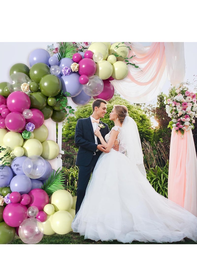 SYOSI Paready Green Pink Balloons Garland Arch Kit, 125Pcs Retro Peach Arch, Macaron Purple Yellow Balloon for Flower Theme Wedding Bridal Shower Birthday Baby Party Decoration - Image 2