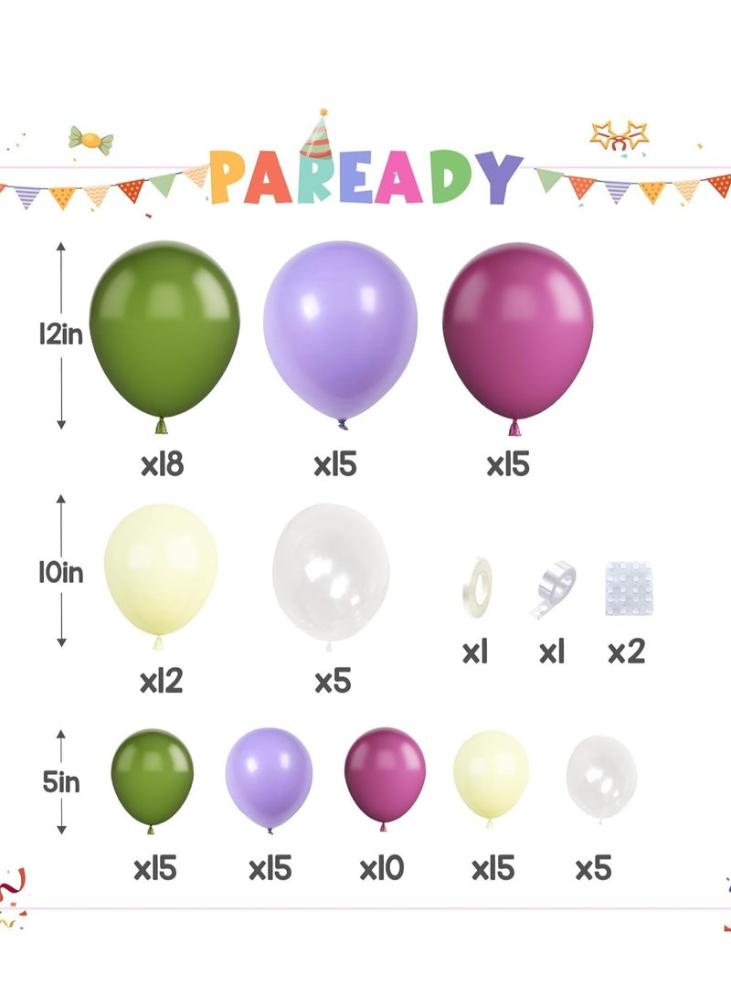 SYOSI Paready Green Pink Balloons Garland Arch Kit, 125Pcs Retro Peach Arch, Macaron Purple Yellow Balloon for Flower Theme Wedding Bridal Shower Birthday Baby Party Decoration - Image 5
