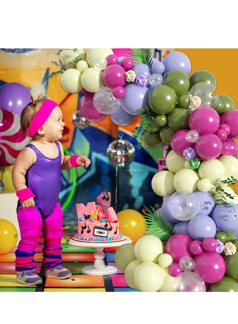 SYOSI Paready Green Pink Balloons Garland Arch Kit, 125Pcs Retro Peach Arch, Macaron Purple Yellow Balloon for Flower Theme Wedding Bridal Shower Birthday Baby Party Decoration - Image 3