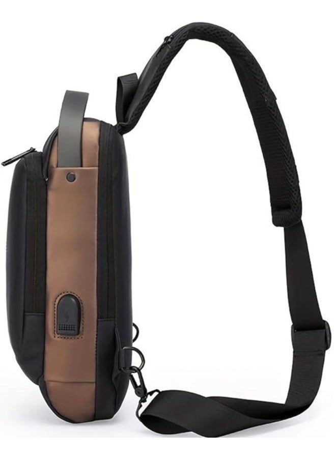 LIMITLESS Men's Sling Shoulder Backpack USB Charging Sport Sling Anti-Theft Shoulder Bag, Waterproof Crossbody Bags Chest Daypack for Hiking Cycling Travelling Outdoor, Black  - Image 5