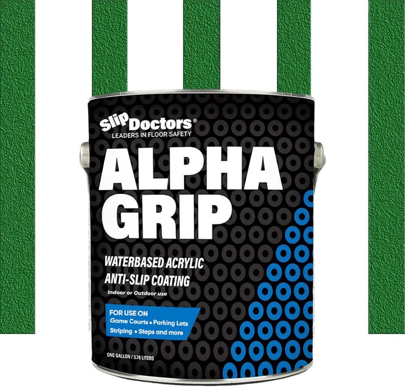 Slip Doctors Alpha Grip Non-Slip Paint for Concrete & Asphalt – Non-Skid Coating Ideal for Striping Parking Lots, Playgrounds & Pavements (Tennis Green, 1 Gallon) - Image 1