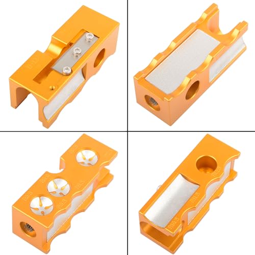 MUZOCT 10 in 1 Aluminum Pool Cue Tip Repair Tool, Pool Cue Accessories for Replacement and Shaping Cue Tips Golden - Image 2