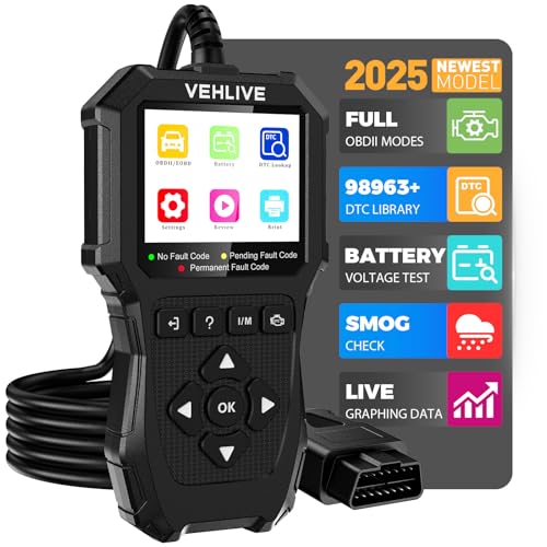 VEHLIVE OBD2 Scanner Diagnostic Tool, Check Engine Light Car Code Reader with Reset, Battery Tester, Live Data, Freeze Frame, I/M Readiness, Car Scanner Diagnostic Tool for All OBDII Car After 1996 - Image 1