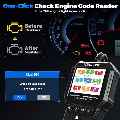 VEHLIVE OBD2 Scanner Diagnostic Tool, Check Engine Light Car Code Reader with Reset, Battery Tester, Live Data, Freeze Frame, I/M Readiness, Car Scanner Diagnostic Tool for All OBDII Car After 1996 - Image 2