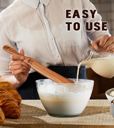ICSTI Skinny Spurtle for Sourdough Starter, Mixing, Reaching Bottom of Jar, Dough Whisk, Natural from High Moist Resistance Teak, Spurtles Kitchen Tools Wooden Kitchen Utensils for NonStick Cookware - Image 4