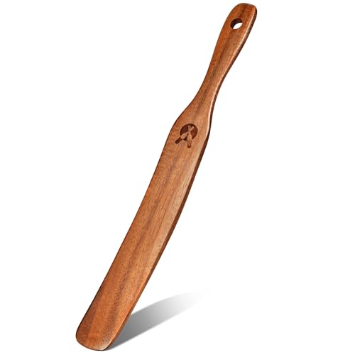 ICSTI Skinny Spurtle for Sourdough Starter, Mixing, Reaching Bottom of Jar, Dough Whisk, Natural from High Moist Resistance Teak, Spurtles Kitchen Tools Wooden Kitchen Utensils for NonStick Cookware - Image 1