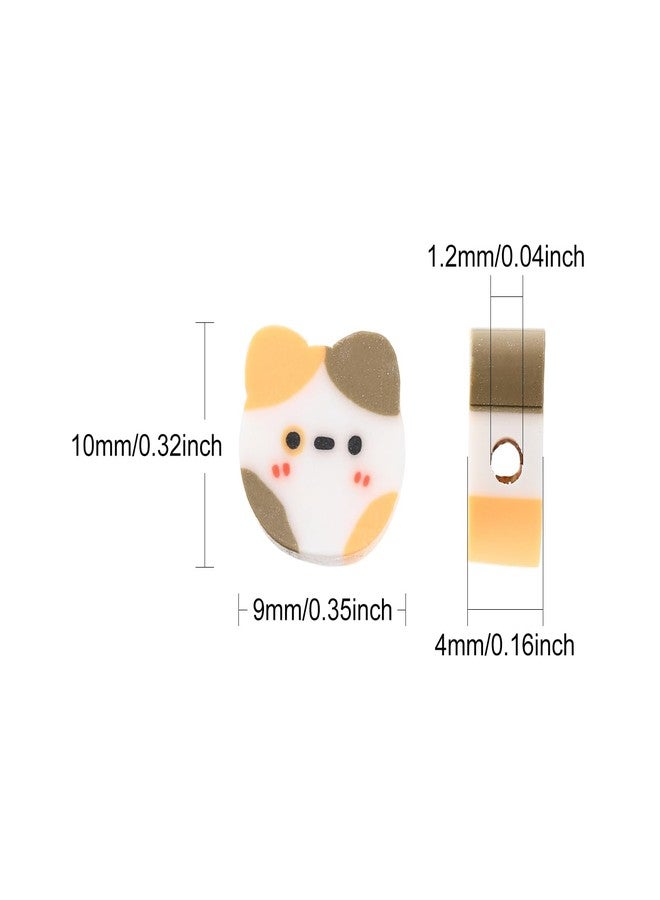 Ipotkitt 100 Pcs Handmade Polymer Clay Cat Head Animal Cat Shape Cartoon Pet Kitten Cat Loose Spacer Beads for Necklace Bracelet Jewelry Making - Image 2