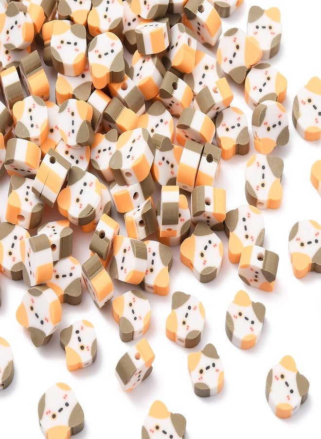 Ipotkitt 100 Pcs Handmade Polymer Clay Cat Head Animal Cat Shape Cartoon Pet Kitten Cat Loose Spacer Beads for Necklace Bracelet Jewelry Making - Image 1