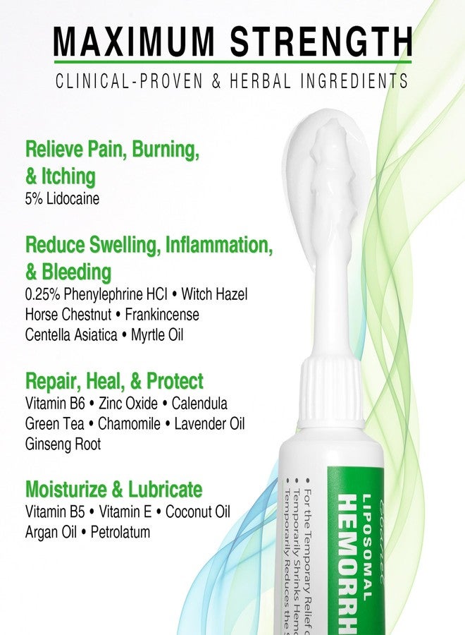 Ebanel 5% Lidocaine Hemorrhoid Treatment Cream with Witch Hazel, Phenylephrine, Horse Chestnut, Vitamin B6, Zinc Oxide, External and Internal Hemorrhoids Treatment Burn Itch Pain Relief Anal Cream - Image 5