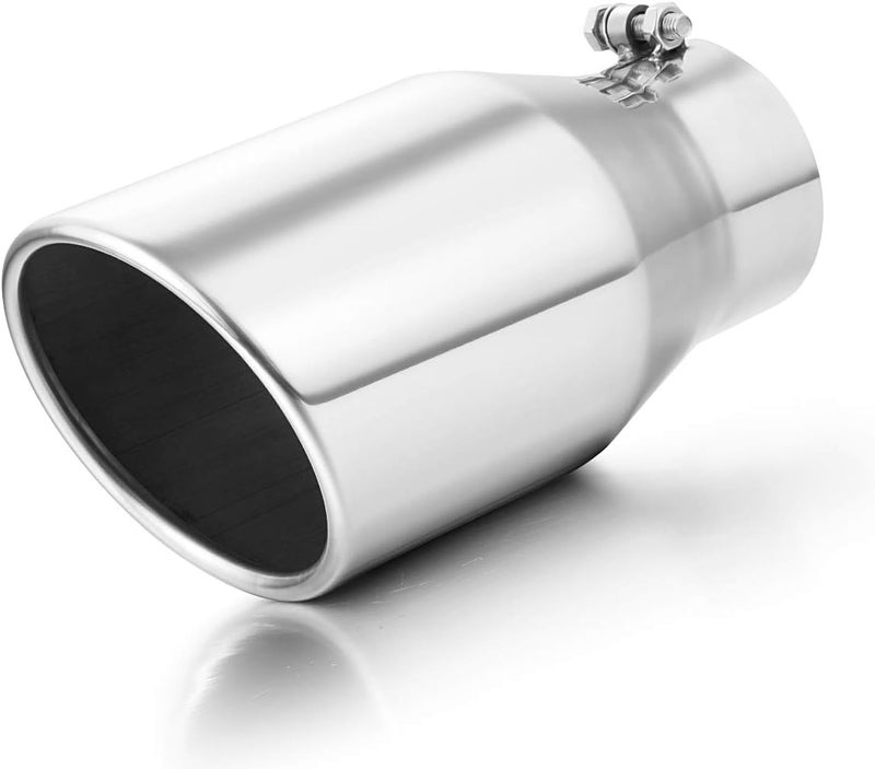 A-KARCK Polished Stainless Steel Exhaust Tip - 4" Inlet, 6" Outlet, 12" Length - Image 1