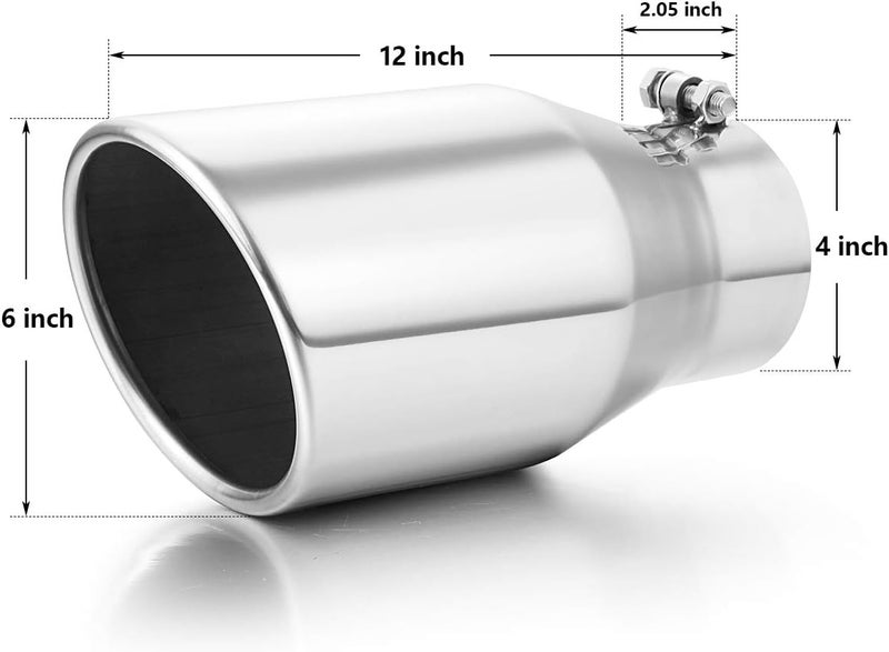 A-KARCK Polished Stainless Steel Exhaust Tip - 4" Inlet, 6" Outlet, 12" Length - Image 2