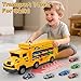 Bstoyder Kids Toys for 3 4 5 6 7 8 Years Old Boys Carrier Truck Transport Car Toys Foldable 2 Layer Car Race Track Playset with 25in Race Track 6 Metal Toy Cars Birthday Toy Gift for ToddlerYellow - Image 4