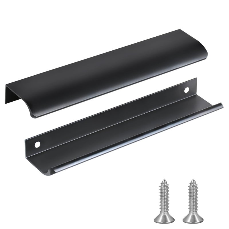 Jooja 10 Pack Modern Style Finger Edge Pull Furniture Drawerhandles Hidden Cabinet Kitchen Drawer Handles Knobs (200Mm, Black) - Image 1