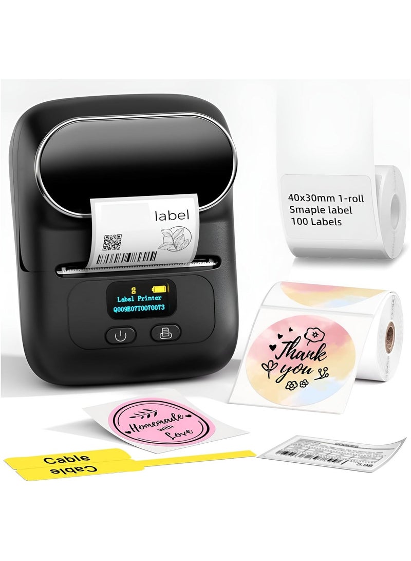 LIXES Label Makers M110, Barcode Label Printer Bluetooth Label Maker, Portable Thermal Printer for Small Business, Address, Barcode, Logo Clothing, Mailing, Sticker Printer for Phones & PC Black  - Image 1