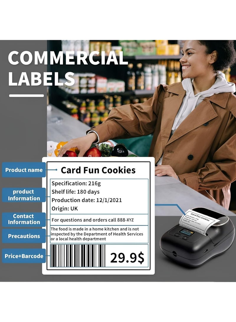 LIXES Label Makers M110, Barcode Label Printer Bluetooth Label Maker, Portable Thermal Printer for Small Business, Address, Barcode, Logo Clothing, Mailing, Sticker Printer for Phones & PC Black  - Image 3
