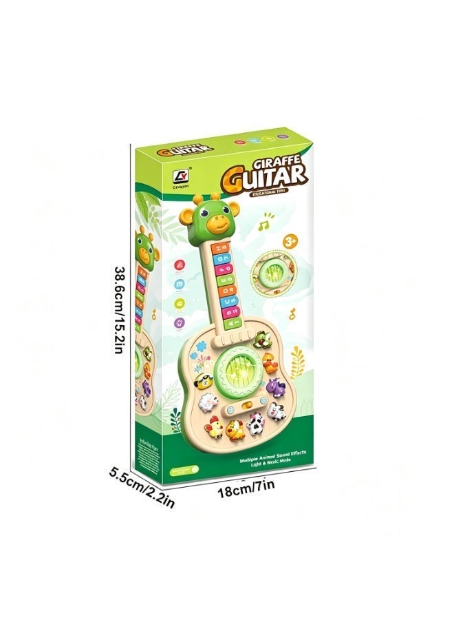 A baby animal-shaped, sound-making guitar toy, an interactive musical toy with piano keys and light-up knobs, suitable for toddlers 47-2.44 inches and above. It's an early childhood education toy, a sensory toy for babies, and a great Christmas gift for children. - Image 4