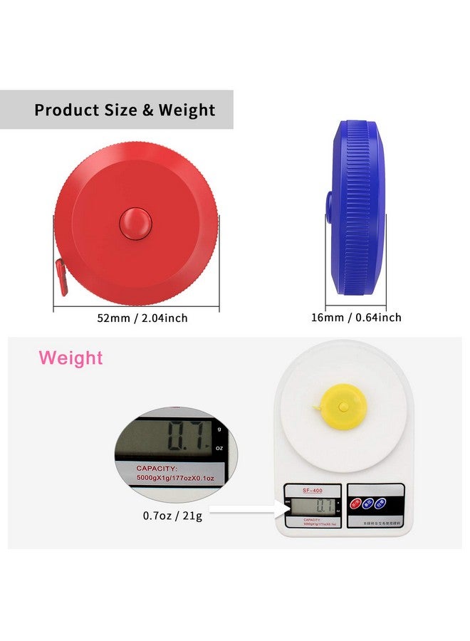 DiCUNO 60 Inch 1.5 Meter Soft Retractable Measuring Tape Pocket Body Tailor Sewing Craft Cloth Tape Measure (8 Colors Package) - Image 2