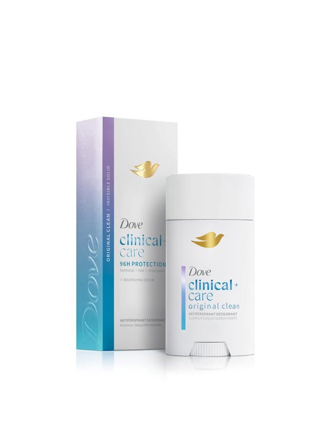Dove Clinical + Care Antiperspirant Deodorant Invisible Solid Stick for Women Original Clean with Nourishing Serum 2.6 oz - Image 1