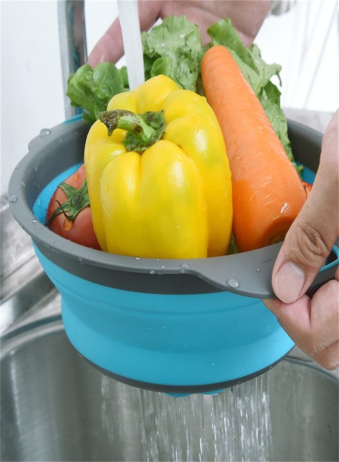 CdyBox New Version 11Pack Silicone Kitchen Strainer Collapsible Colander with Foldable Silicone Measuring Spoon Measuring Cup Kitchen Good Tools (Blue) 9.6 * 1.1 - Image 5