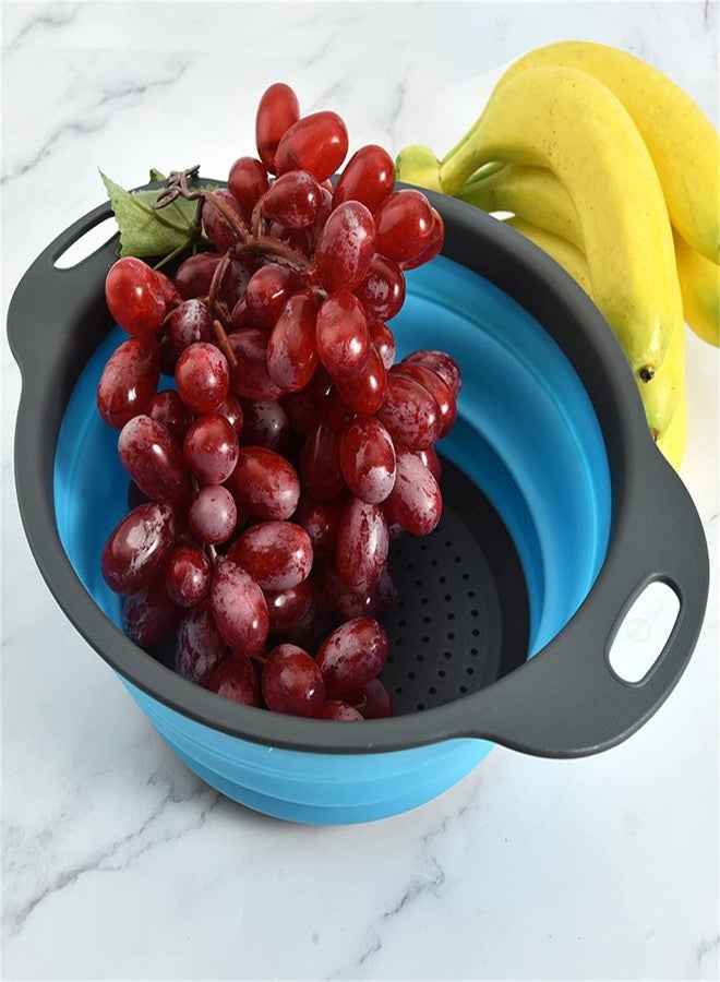 CdyBox New Version 11Pack Silicone Kitchen Strainer Collapsible Colander with Foldable Silicone Measuring Spoon Measuring Cup Kitchen Good Tools (Blue) 9.6 * 1.1 - Image 3