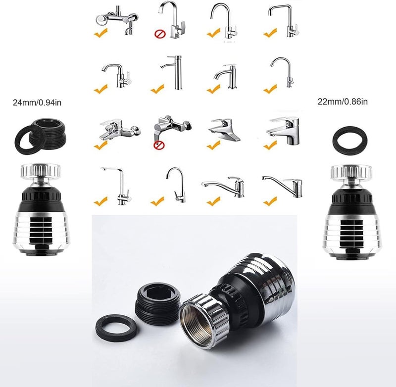 KRIVETY 3 pcs Faucet Extender Tap Extensions Tap Aerator Tap Attachment Rotating Tap Kitchen Tap Spray HeadTap Extender WaterSaving Tap for Kitchen and Bathroom BLACKD Pack of 2 - Image 5