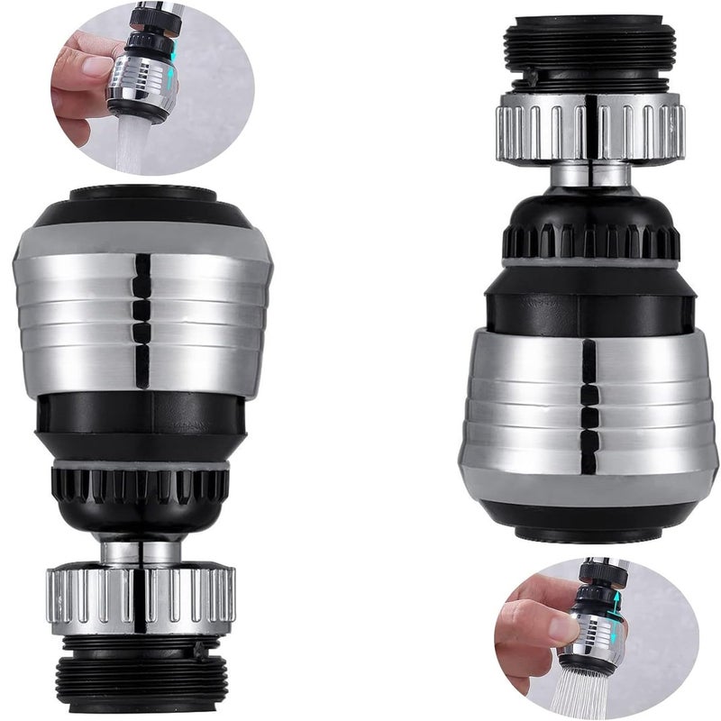 KRIVETY 3 pcs Faucet Extender Tap Extensions Tap Aerator Tap Attachment Rotating Tap Kitchen Tap Spray HeadTap Extender WaterSaving Tap for Kitchen and Bathroom BLACKD Pack of 2 - Image 1
