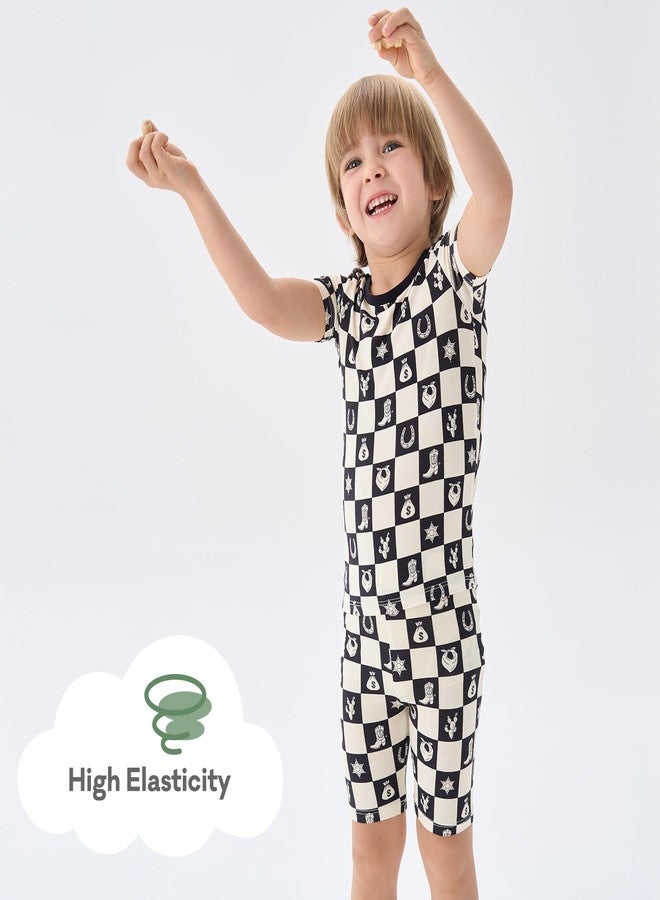 pureborn Toddler Viscose From Bamboo Pajamas Set Pjs - Little Boy Short Sleeve Snug Fit Soft Sleepwear 2pcs Western Impression 4-5T - Image 4