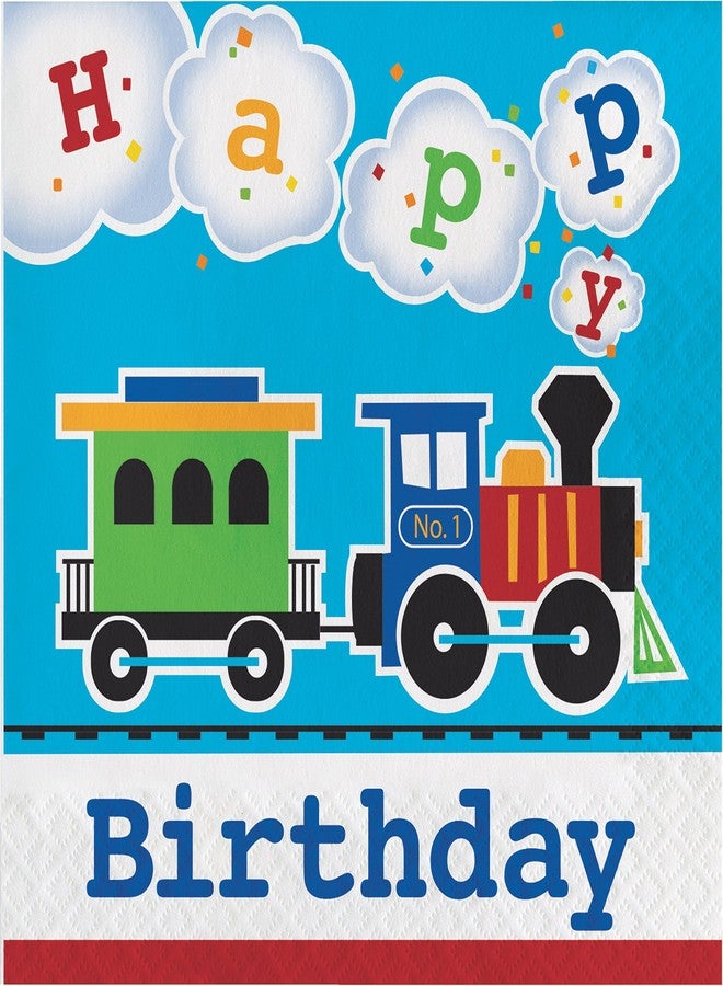 CREATIVE CONVERTING All Aboard Train Birthday Napkins, 48 ct - Image 1