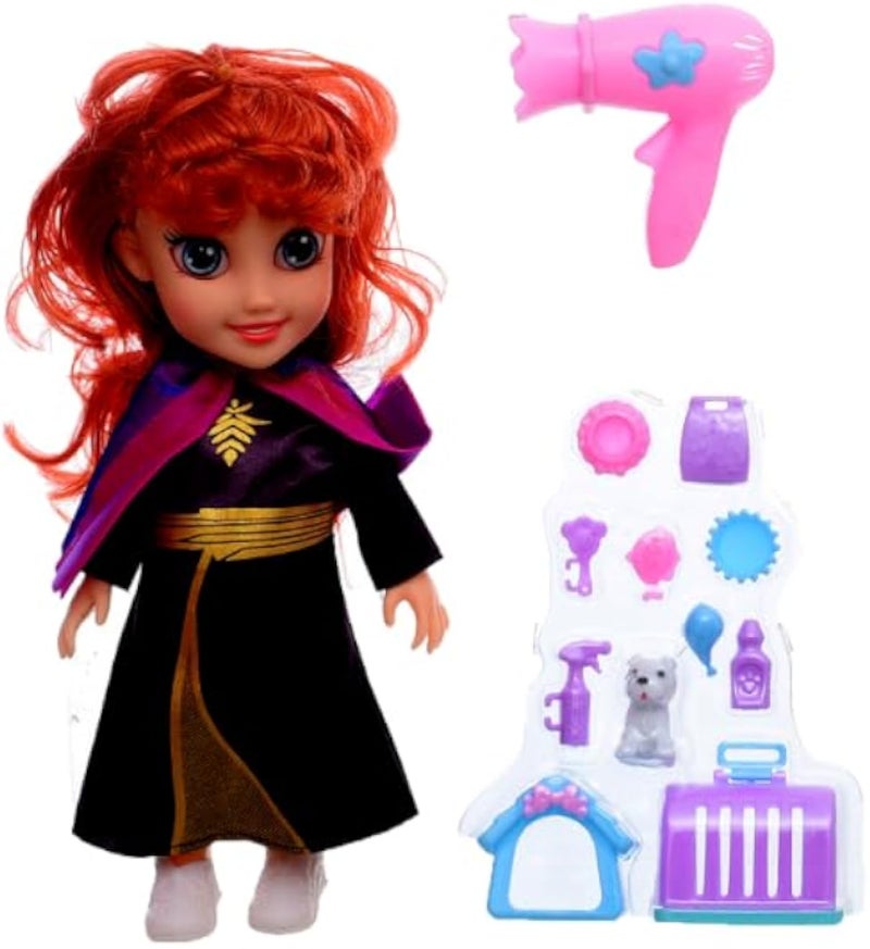 كيبيبي دمية بلاستيكية جميلة مع حيوان أليف صغير لطيف وترتدي فستانًا على الطراز الياباني لمزيد من الترفيه للفتيات، مجموعة من 13 قطعة - متعددة الألوان