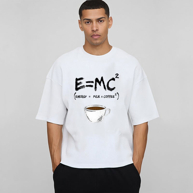 Cross-Border Fitness Short-Sleeved Men''s Pure Cotton Plus Size Dropped Shoulder Sleeves Bottoming Boxy Fit Heavy Round Neck Top T-Shirt - Image 2