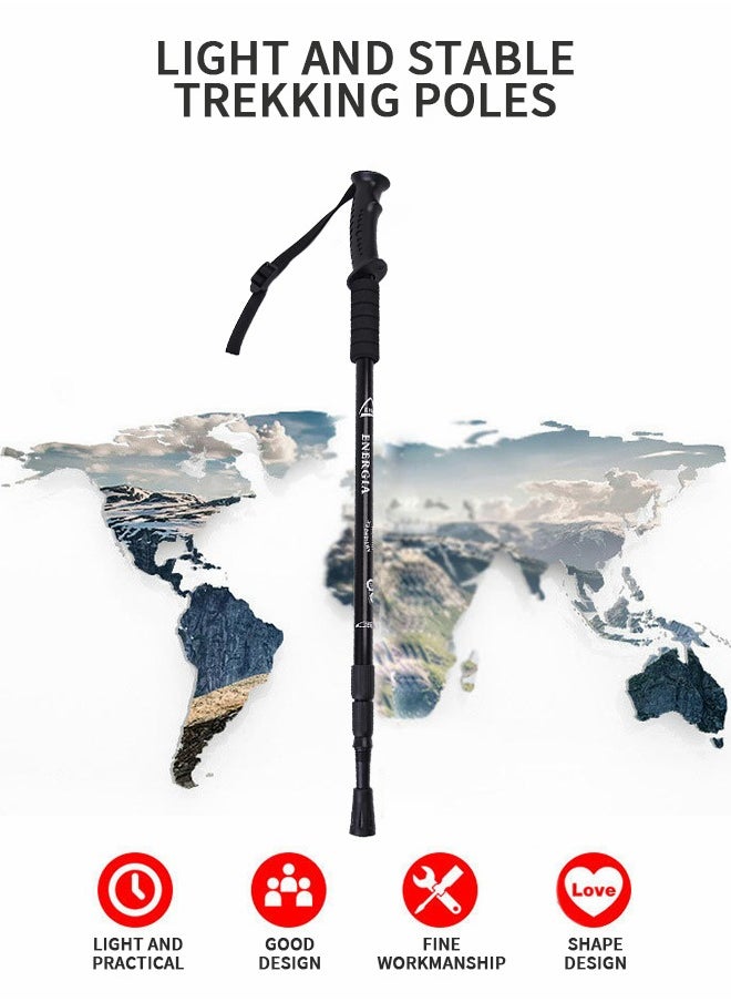 GROIC Trekking Poles Lightweight Aluminum Hiking Walking Sticks, Adjustable Collapsible Shock Absorbing Quick & Twist Lock Trekking Pole with Soft Grip for Men Women Hiking Backpacking  - Image 4