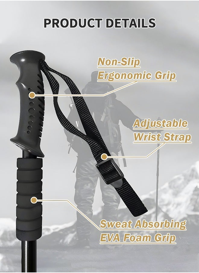 GROIC Trekking Poles Lightweight Aluminum Hiking Walking Sticks, Adjustable Collapsible Shock Absorbing Quick & Twist Lock Trekking Pole with Soft Grip for Men Women Hiking Backpacking  - Image 2